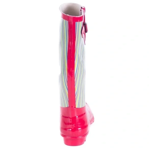 Women Rubber Rain Boots Red Retro Design, Garden Rainboots, NEW - Picture 3 of 3